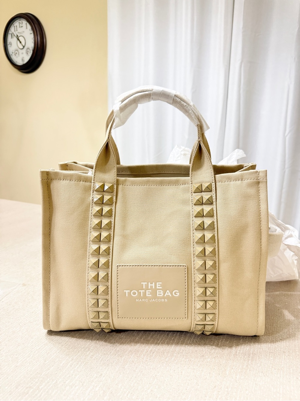The Marc Jacobs Cotton Canvas Medium Stud Tote Bag Beige